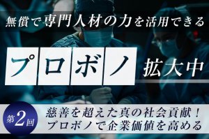 無償で専門人材の力を活用できる「プロボノ」拡大中（第２回）―慈善を超えた真の社会貢献！プロボノで企業価値を高める―